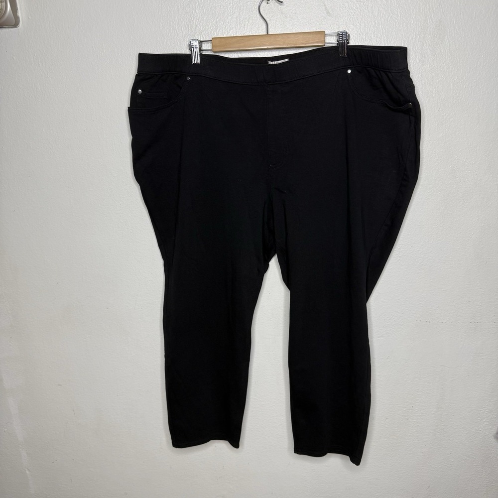 New Avenue Black Jean Knit Pull On Pants Pockets Women's 26/28 Petite - Picture 1 of 10